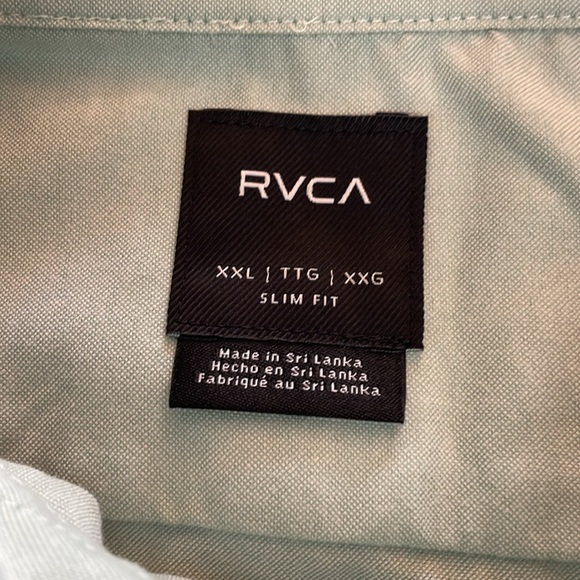 RVCA That’ll Do Stretch SS button down shirt. Light green. XX Large. NWT - Picture 4 of 6